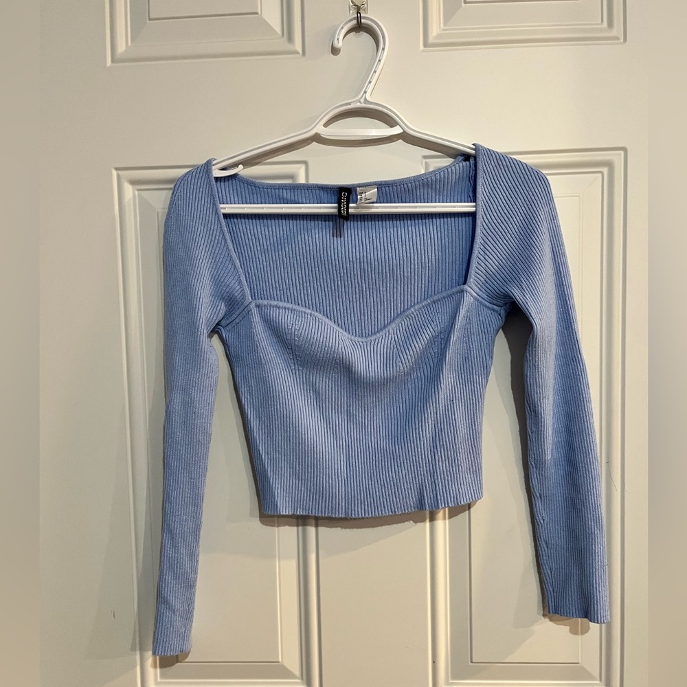 H&M Divided - Blue Rib- Knit Top